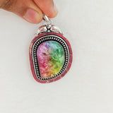 'Boho' Tricolor Druzy 925 Solid Sterling Silver Pendant