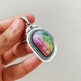 'Boho' Tricolor Druzy 925 Solid Sterling Silver Pendant