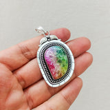 'Boho' Tricolor Druzy 925 Solid Sterling Silver Pendant