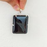 'Modern' Black Druzy 925 Solid Sterling Silver Pendant