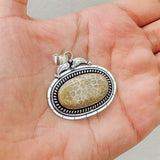 'Boho' Fossil Coral 925 Solid Sterling Silver Pendant