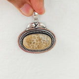 'Boho' Fossil Coral 925 Solid Sterling Silver Pendant