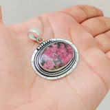 'Boho' Rhodonite 925 Solid Sterling Silver Pendant