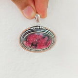 'Boho' Rhodonite 925 Solid Sterling Silver Pendant