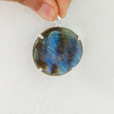 'Minimalist' Labradorite 925 Solid Sterling Silver Pendant