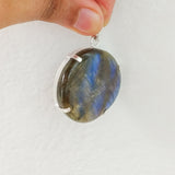 'Minimalist' Labradorite 925 Solid Sterling Silver Pendant