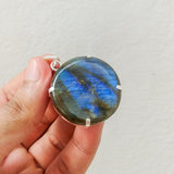 'Minimalist' Labradorite 925 Solid Sterling Silver Pendant