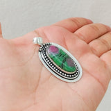 'Bohmin' Ruby Zoisite 925 Solid Sterling Silver Pendant