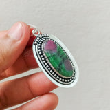 'Bohmin' Ruby Zoisite 925 Solid Sterling Silver Pendant