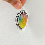 'Firework' Tricolor Druzy 925 Solid Sterling Silver Pendant