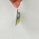 'Firework' Tricolor Druzy 925 Solid Sterling Silver Pendant