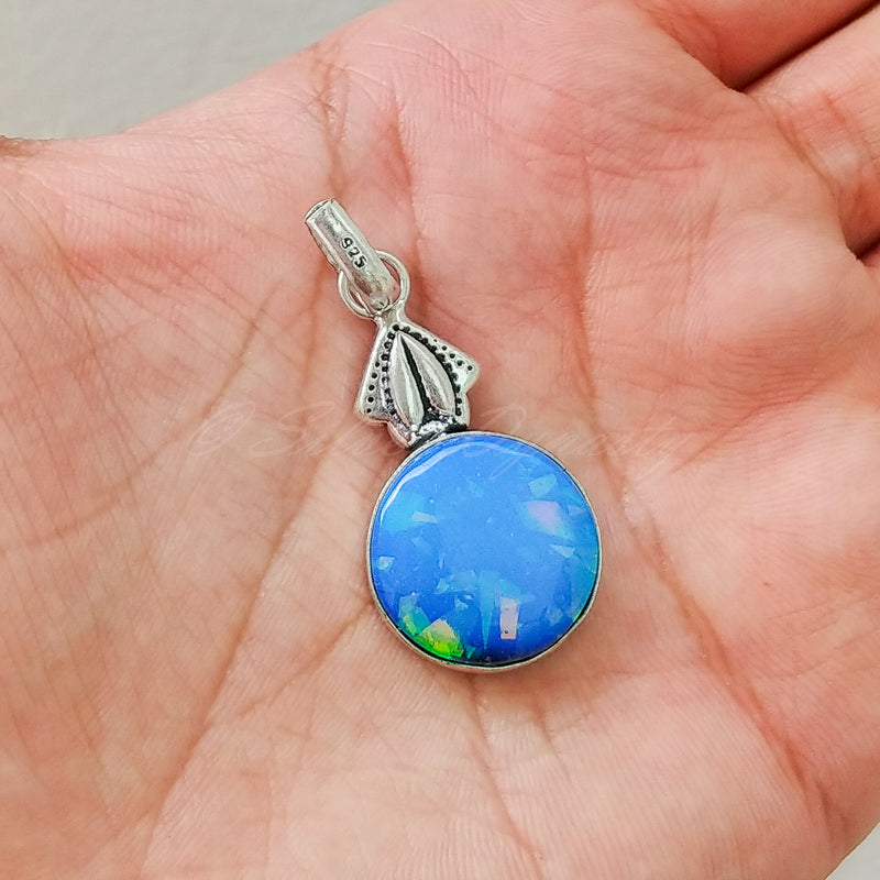 'Modern' Opal 925 Solid Sterling Silver Pendant