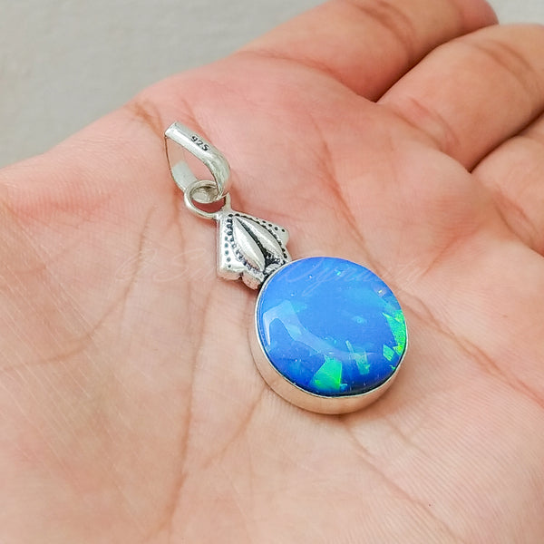 'Modern' Opal 925 Solid Sterling Silver Pendant