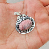 'Boho' Rhodochrosite 925 Solid Sterling Silver Pendant