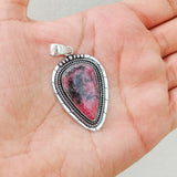 'BIA' Rhodonite 925 Solid Sterling Silver Pendant