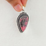 'BIA' Rhodonite 925 Solid Sterling Silver Pendant