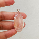 'Minimalist' Rose Quartz 925 Solid Sterling Silver Pendant