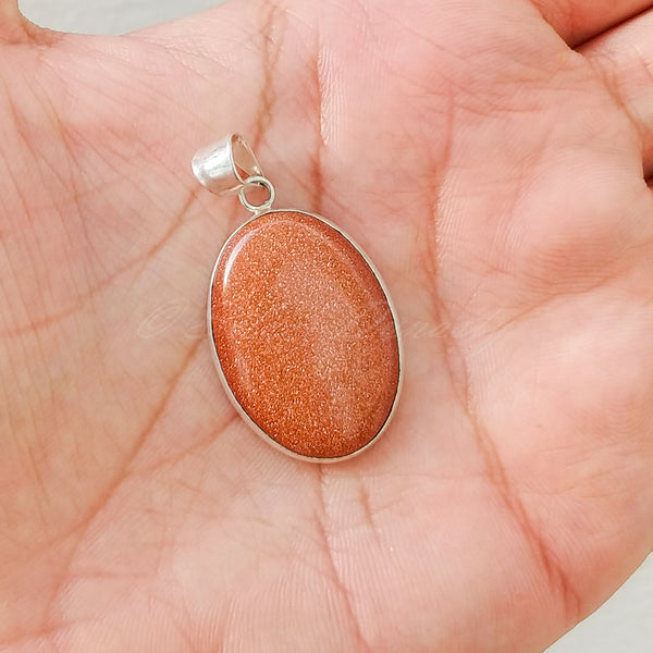 'Minimalist' Sunstone 925 Solid Sterling Silver Pendant