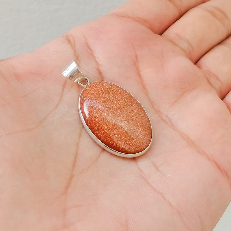 'Minimalist' Sunstone 925 Solid Sterling Silver Pendant