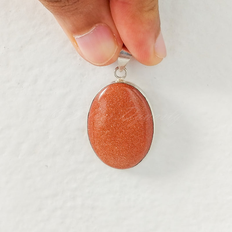 'Minimalist' Sunstone 925 Solid Sterling Silver Pendant