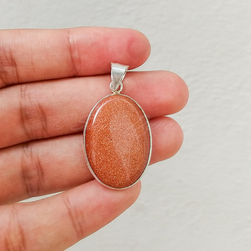 'Minimalist' Sunstone 925 Solid Sterling Silver Pendant