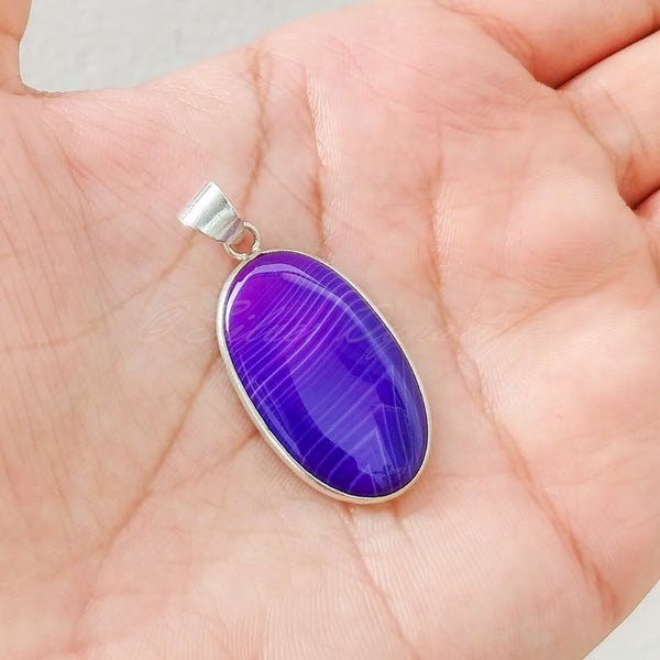 'Minimalist' Botswana Agate 925 Solid Sterling Silver Pendant