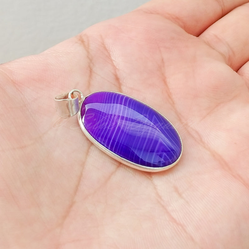 'Minimalist' Botswana Agate 925 Solid Sterling Silver Pendant