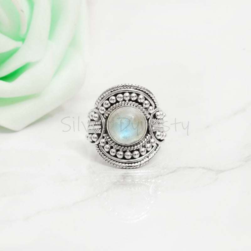 Moonstone 925 Solid Sterling Silver Ring, Moonstone Ring