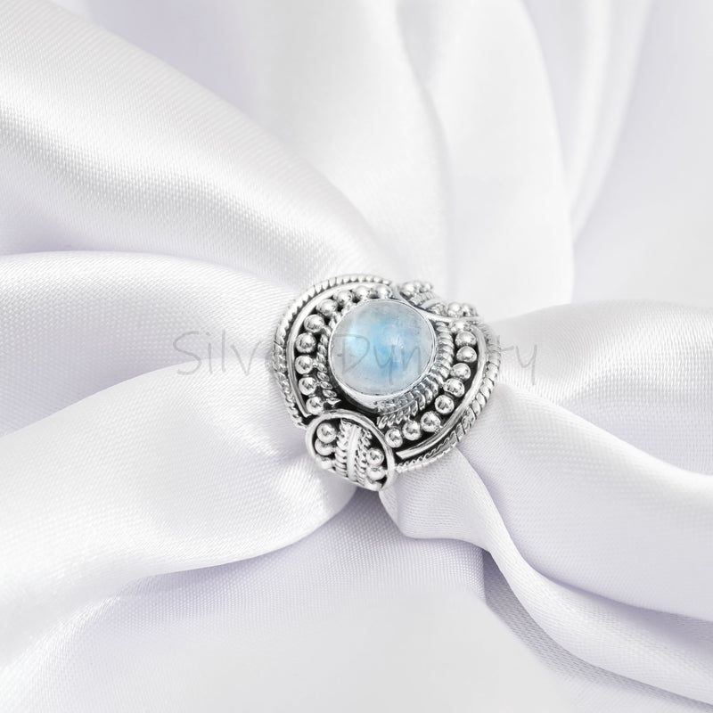 Moonstone 925 Solid Sterling Silver Ring, Moonstone Ring