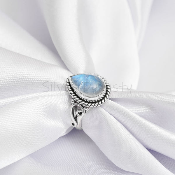 Moonstone 925 Solid Sterling Silver Ring, Moonstone Ring