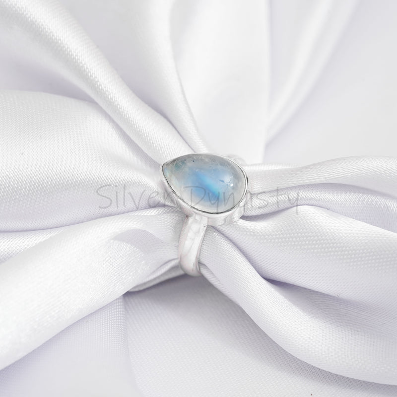 Rainbow Moonstone Sterling Silver Ring