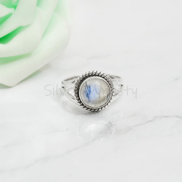 Moonstone 925 Solid Sterling Silver Ring, Moonstone Ring