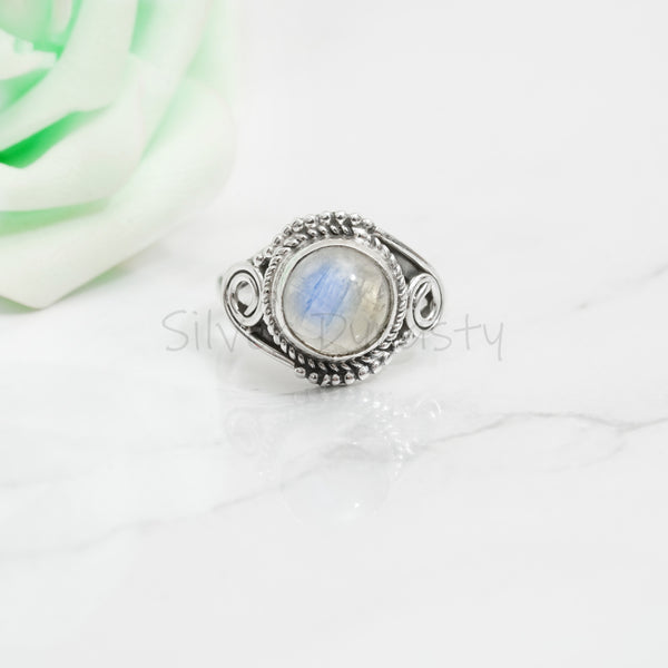 Moonstone 925 Solid Sterling Silver Ring, Moonstone Ring