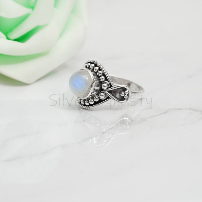 Moonstone 925 Solid Sterling Silver Ring, Moonstone Ring,