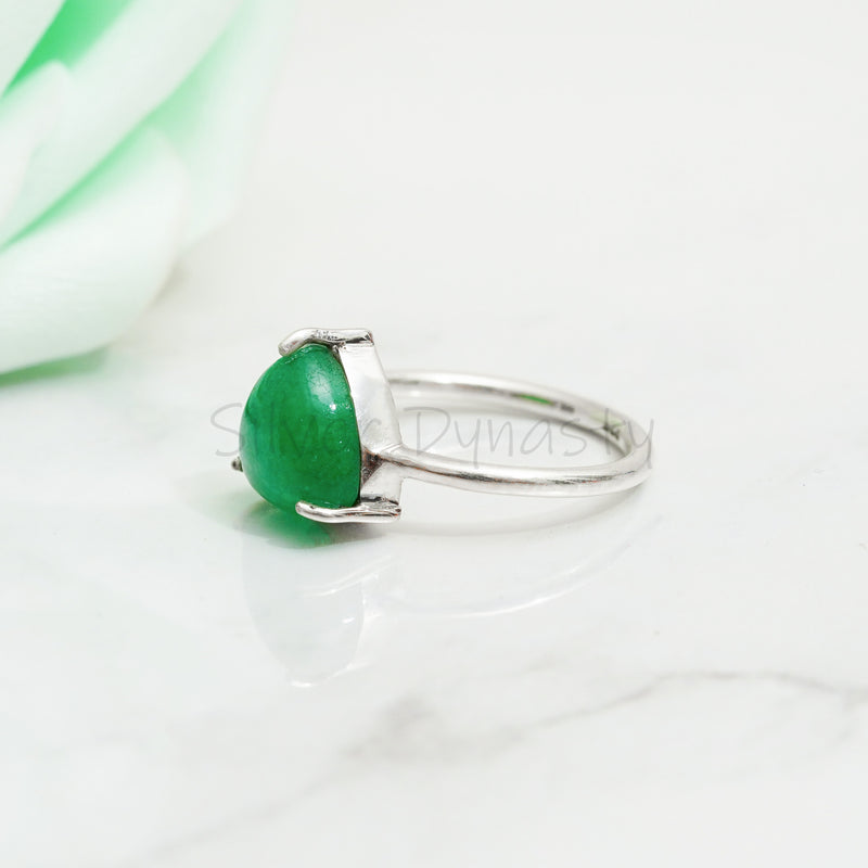 Natural Jade Ring, 925 Solid Sterling Silver Ring, Ring For Women