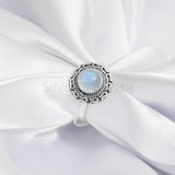 Rainbow Moonstone Sterling Silver Ring