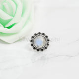 'Flower' Moonstone 925 Solid Sterling Silver Ring