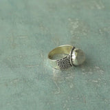 'Designer' Rainbow Moonstone 925 Solid Sterling Silver Ring