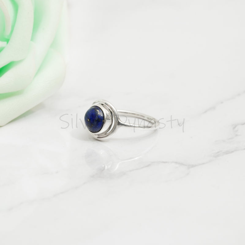 'Boho' Lapis Lazuli 925 Solid Sterling Silver Ring