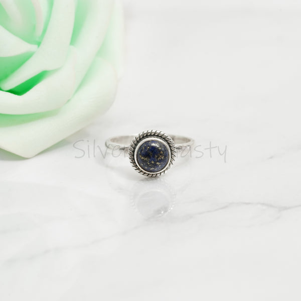 'Minimalist' Lapis Lazuli 925 Solid Sterling Silver Ring