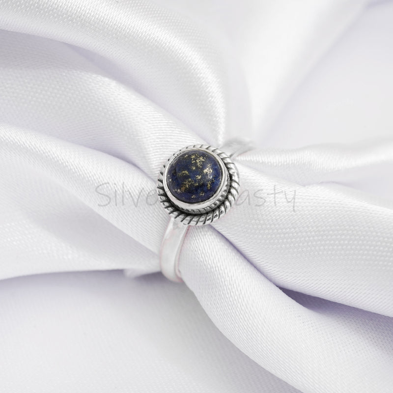 'Minimalist' Lapis Lazuli 925 Solid Sterling Silver Ring