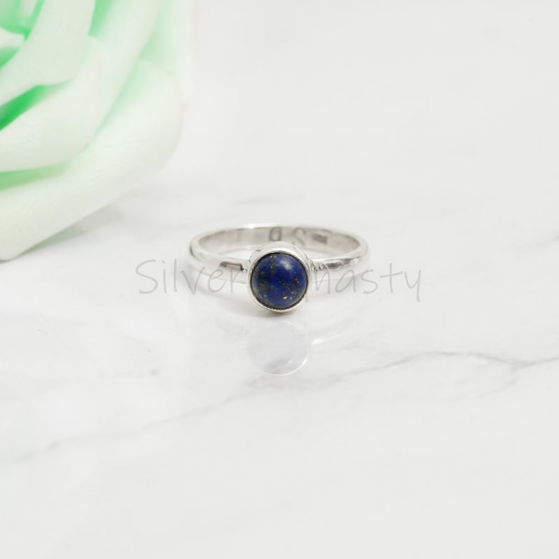 'Minimalist' Lapis Lazuli 925 Solid Sterling Silver Ring