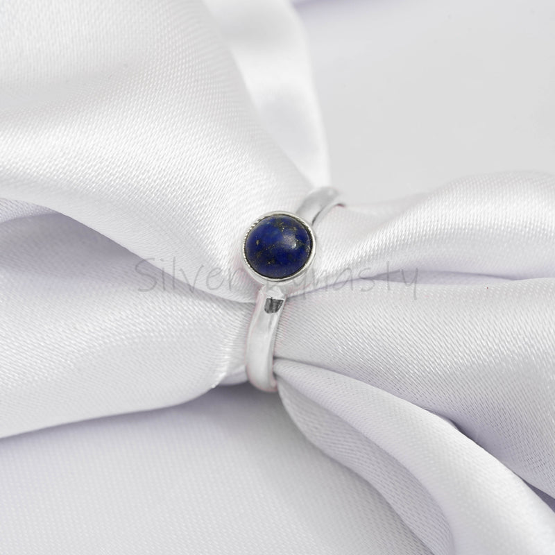 'Minimalist' Lapis Lazuli 925 Solid Sterling Silver Ring