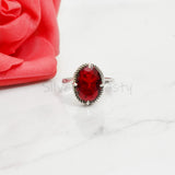 'Minimalist' Red Garnet 925 Solid Sterling Silver Ring