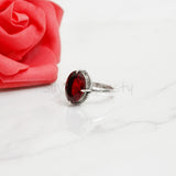 'Minimalist' Red Garnet 925 Solid Sterling Silver Ring