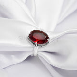 'Minimalist' Red Garnet 925 Solid Sterling Silver Ring