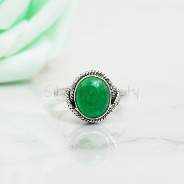 Natural Jade Ring, 925 Solid Sterling Silver Ring, Ring For Women