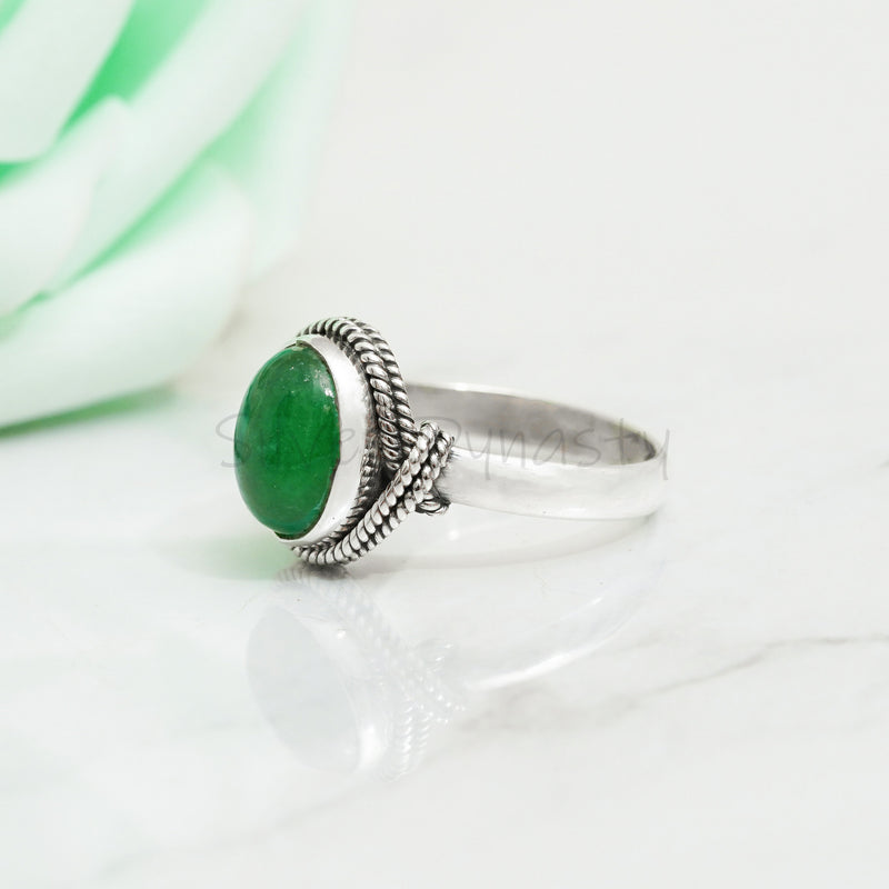 Natural Jade Ring, 925 Solid Sterling Silver Ring, Ring For Women