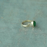 Simple Ring with Natural Jade, 925 Solid Sterling Silver Ring, Ring For Women