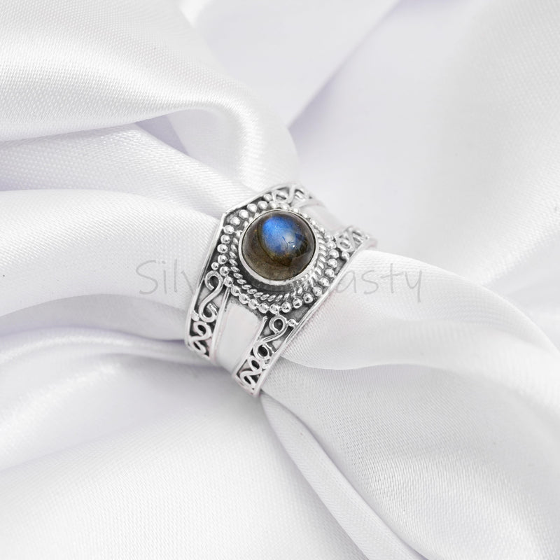 'Boho' Labradorite 925 Solid Sterling Silver Ring